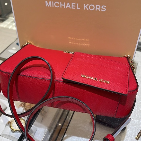 MICHAEL KORS 
JST Md Saffiano Leather Crossbody XBody + Card Holder Boxed Set - Picture 10 of 16